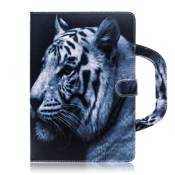 White Tiger Pattern Horizontal Flip Leather Case for Amazon Kindle Fire HD 10 2015/2017, with Holder & Card Slot & Wallet