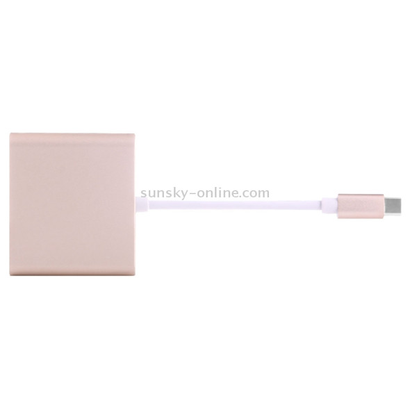 USB-C / Type-C 3.1 Male to USB-C / Type-C 3.1 Female & HDMI Female & USB 3.0 Female Adapter(Gold)