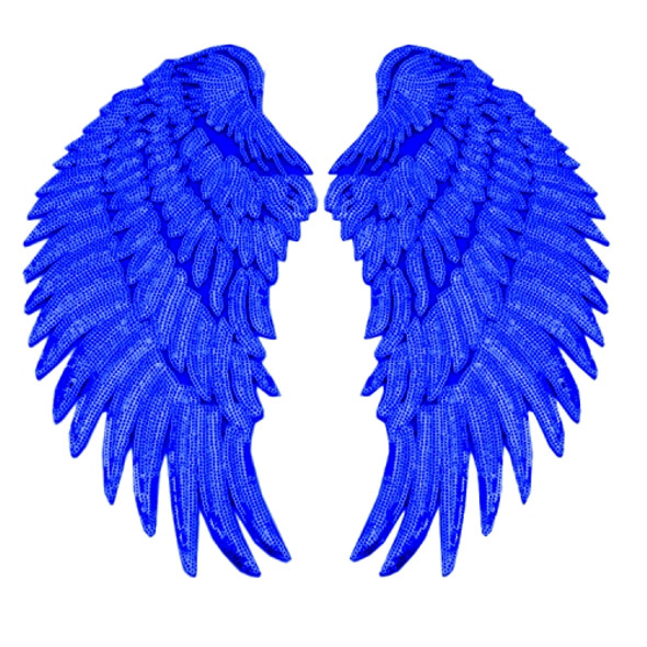 Royal Blue A Pair Sequin Feather Wing Shape Clothing Patch Sticker DIY Clothing Accessories, Size:Large 33.5 x 32cm