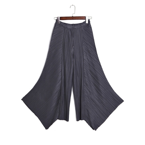 Loose Big Swing Temperament Casual Pants Fold (Color:Grey Size:One Size)