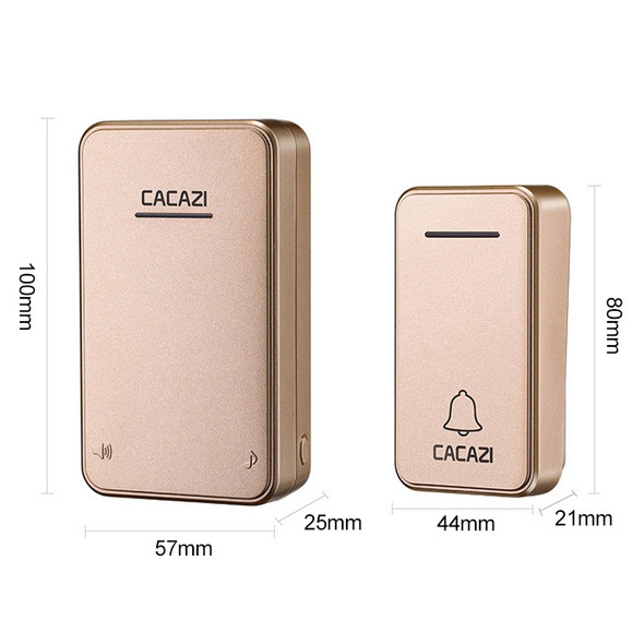 CACAZI FA8 Self-Powered Wireless Doorbell, EU Plug(Gold)