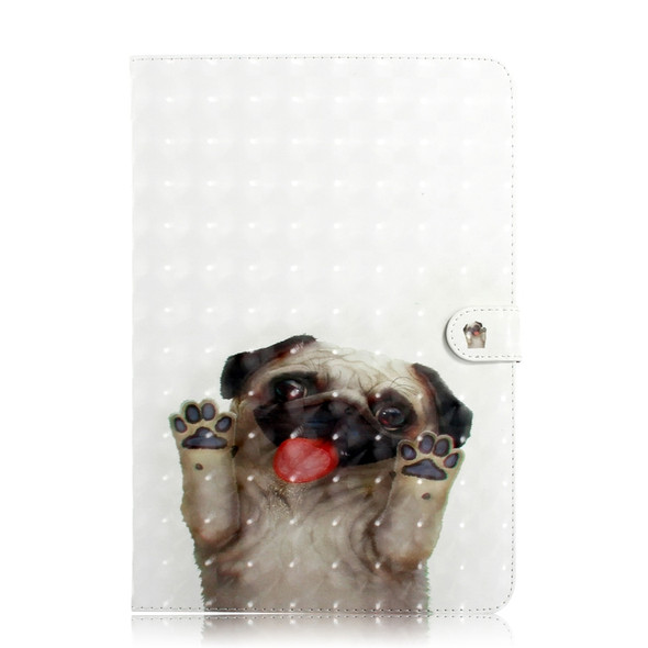 3D Colored Drawing Universal Horizontal Flip Leather Case, with Holder & Card Slot & Wallet for 10 inch Tablet PC(Pug)