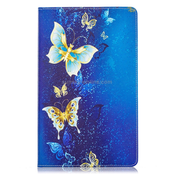 Colored Drawing Golden Butterfly Pattern Horizontal Flip Leather Case for Galaxy Tab A 10.1 (2019) T510 / T515, with Holder & Card Slots & Wallet