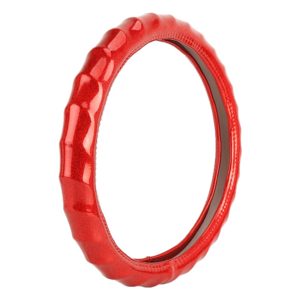 Universal Car Wave Texture Plating Leather Steering Wheel Cover, Diameter: 38cm (Red)