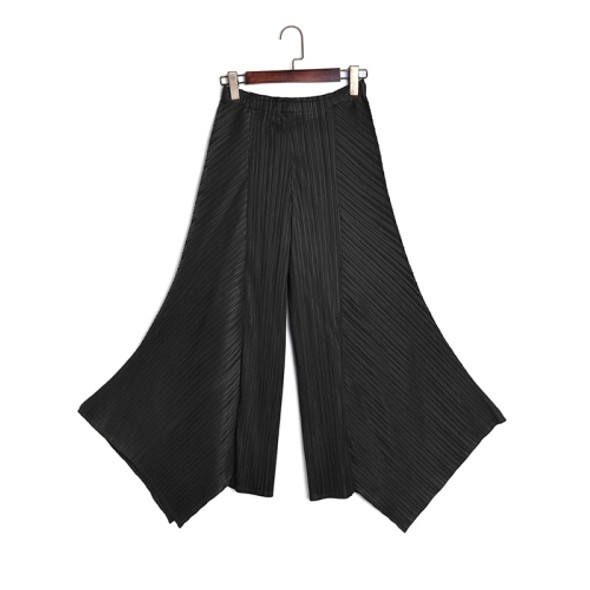 Loose Big Swing Temperament Casual Pants Fold (Color:Black Size:One Size)