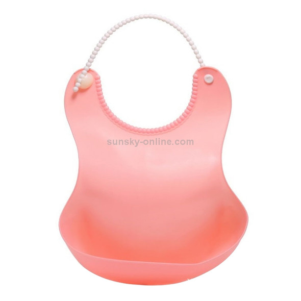 Baby Infant Toddler Waterproof Silicone Bib Infants Feeding Lunch Roll-up Apron(Pink)