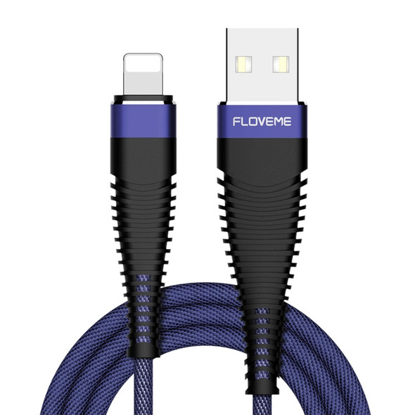 FLOVEME 2m 2A USB to 8 Pin Cloth + Aluminum Alloy Data Sync Charging Cable, For iPhone XR / iPhone XS MAX / iPhone X & XS / iPhone 8 & 8 Plus / iPhone 7 & 7 Plus / iPhone 6 & 6s & 6 Plus & 6s Plus / iPad (Blue)