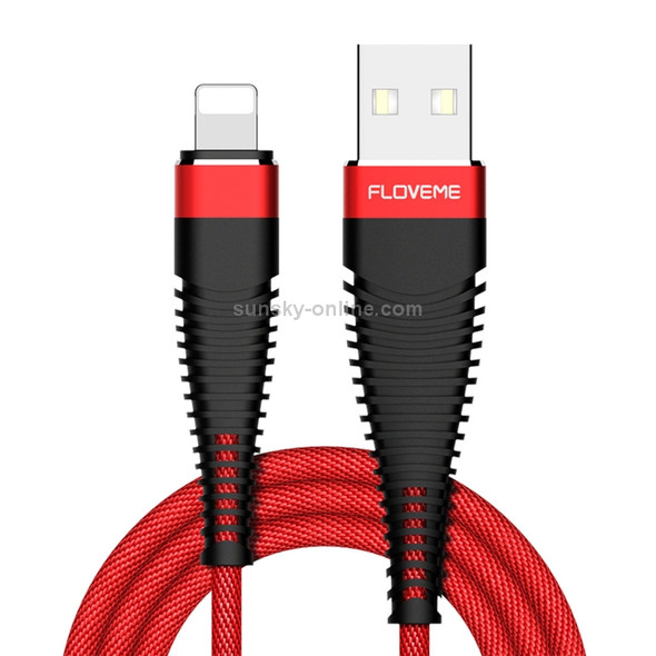 FLOVEME 2m 2A USB to 8 Pin Cloth + Aluminum Alloy Data Sync Charging Cable, For iPhone XR / iPhone XS MAX / iPhone X & XS / iPhone 8 & 8 Plus / iPhone 7 & 7 Plus / iPhone 6 & 6s & 6 Plus & 6s Plus / iPad (Red)