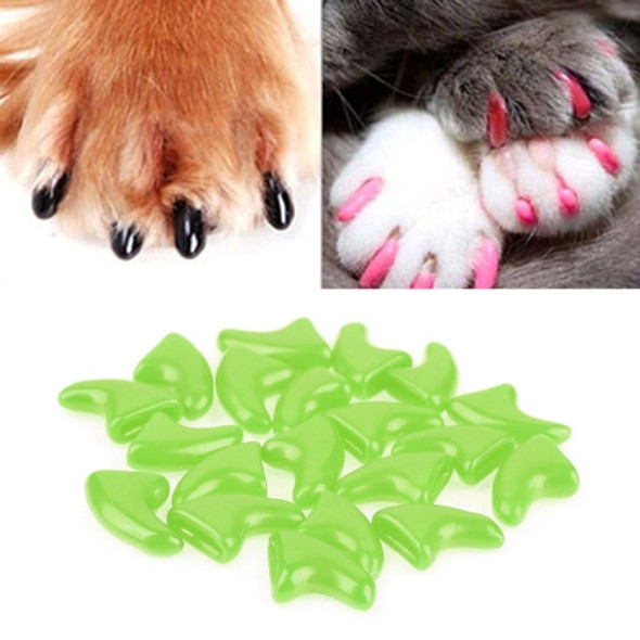 20 PCS Silicone Soft Cat Nail Caps / Cat Paw Claw / Pet Nail Protector/Cat Nail Cover, Size:S(Green)