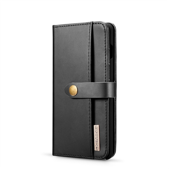 DG.MING Lambskin Detachable Horizontal Flip Magnetic Case for Galaxy S10, with Holder & Card Slots & Wallet (Black)