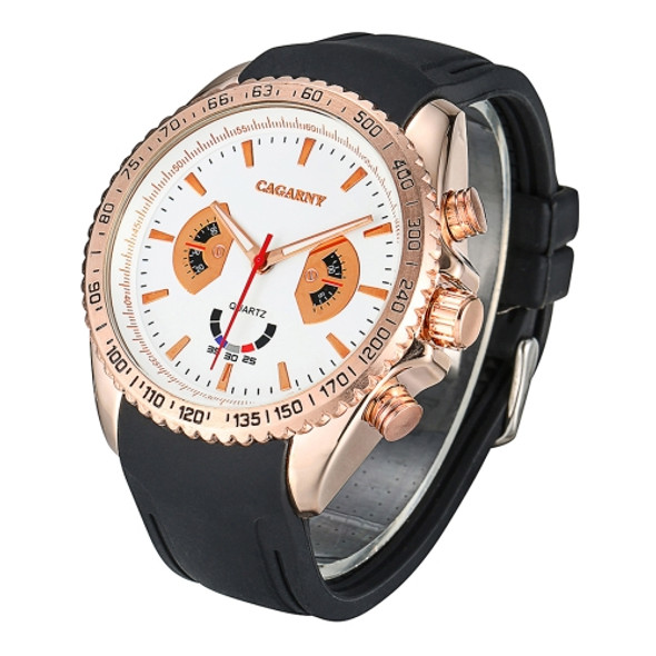 CAGARNY 6827 Fashionable Majestic  Student Quartz Sport Wrist Watch with Silicone Band for Men(Rose Gold Case White Window)
