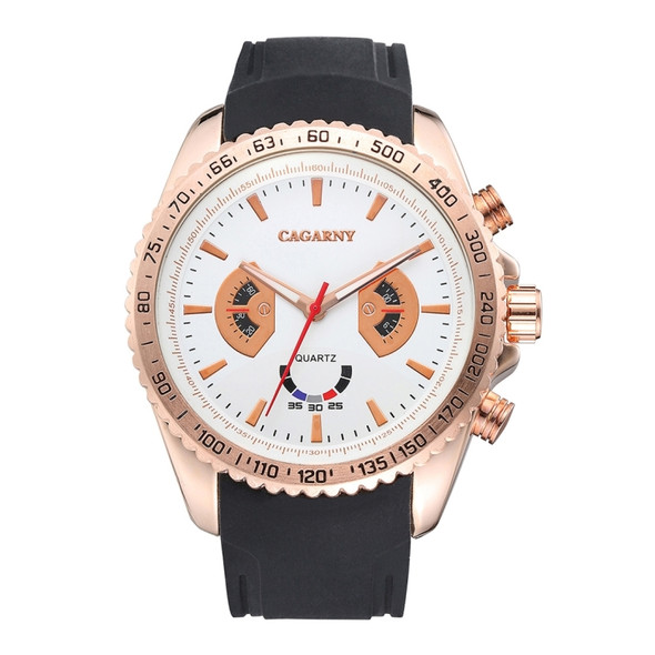 CAGARNY 6827 Fashionable Majestic  Student Quartz Sport Wrist Watch with Silicone Band for Men(Rose Gold Case White Window)