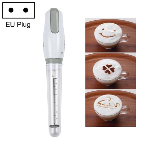 220V Electric Milk Bubbler Kitchen Coffee Mixing Handheld Egg Beater, Specification:EU Plug(White + Gray)