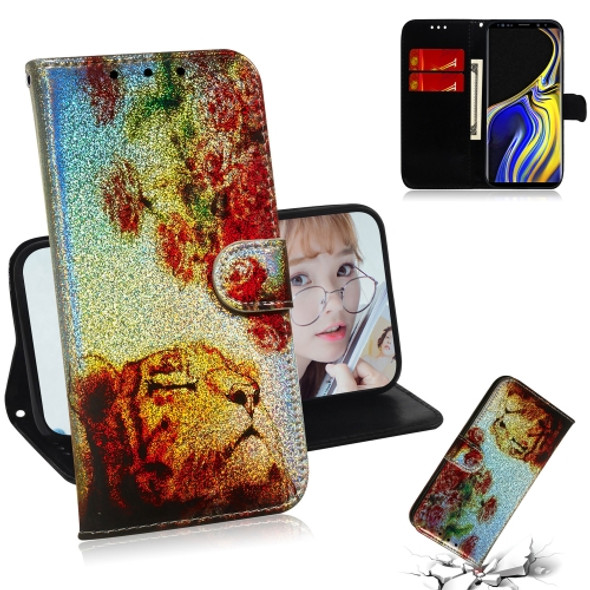 Colored Drawing Pattern Colorful Magnetic Buckle Horizontal Flip PU Leather Case with Holder & Card Slots & Wallet & Lanyard For Galaxy Note 9(Tiger Rose)