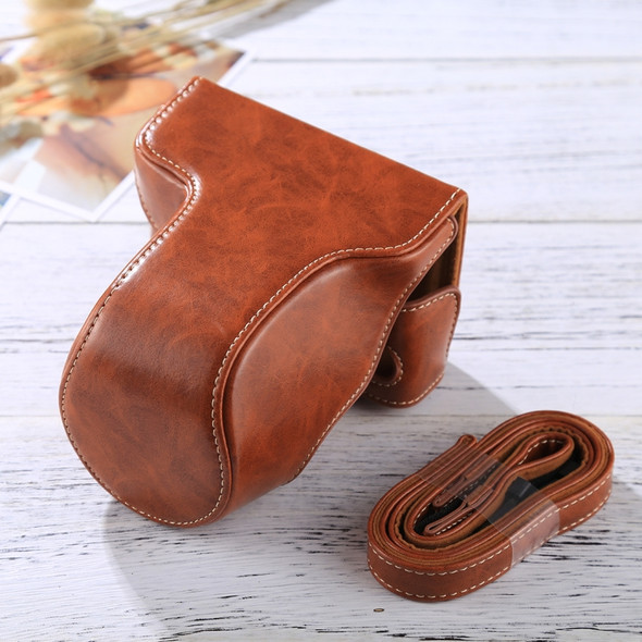 Full Body Camera PU Leather Case Bag with Strap for FUJIFILM X-A3 / X-A2/ X-M1 / X-A10 (16-50mm / 18-55mm / XF 35mm Lens)(Brown)