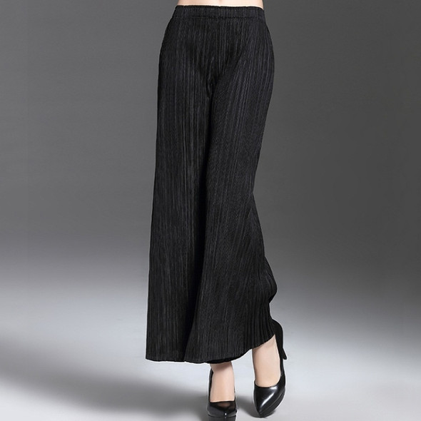 Leisure Nine Points Was Thin Wild Loose Wide Leg Pants (Color:Black Size:One Size)