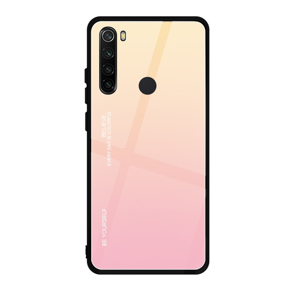 For Xiaomi Redmi Note 8 Gradient Color Glass Case(Pink)