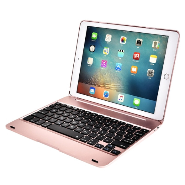 F19B for iPad 9.7 (2017/2018) & iPad Air & Air 2 & iPad Pro 9.7 & New iPad 9.7 inch (2017) Ultra-thin ABS Horizontal Flip Case + Bluetooth Keyboard(Rose Gold)