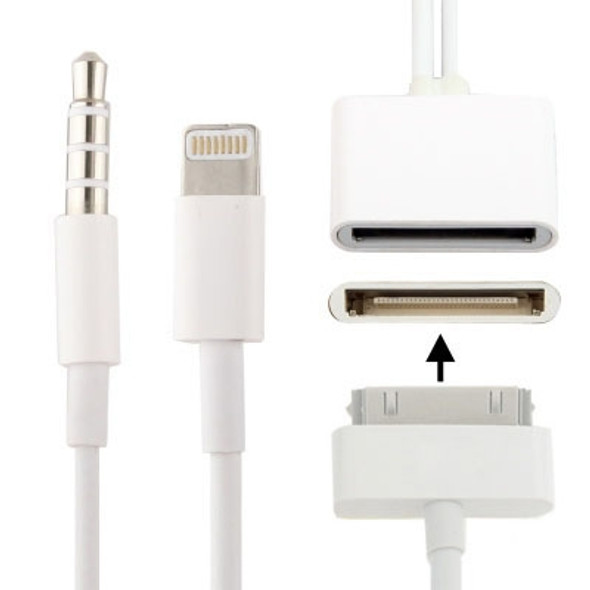 8 Pin Audio Adapter, Not Support iOS 10.3.1 or Above Phone, For iPhone 6 & 6 Plus, iPhone 5, iPad mini / mini 2 Retina, iTouch 5(White)