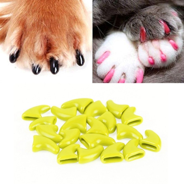 20 PCS Silicone Soft Cat Nail Caps / Cat Paw Claw / Pet Nail Protector/Cat Nail Cover, Size:L(Yellow)