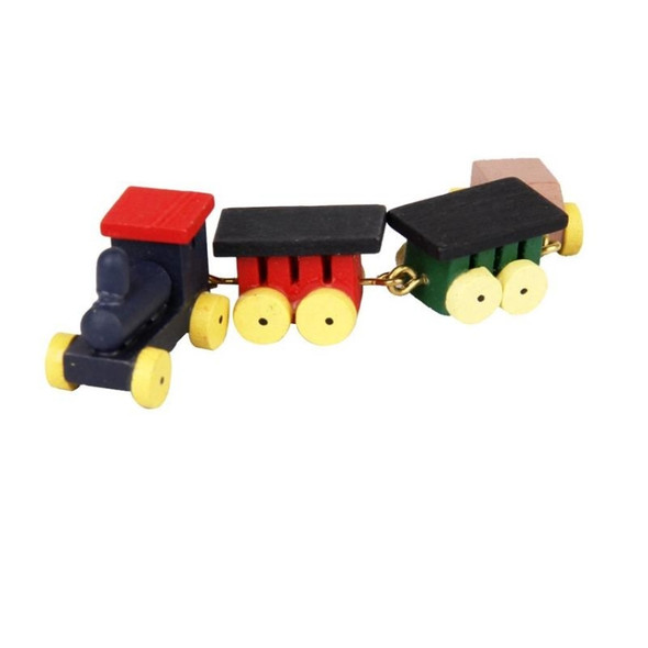 3 PCS Mini Wooden Train Simulation Model Doll House Mini Accessories