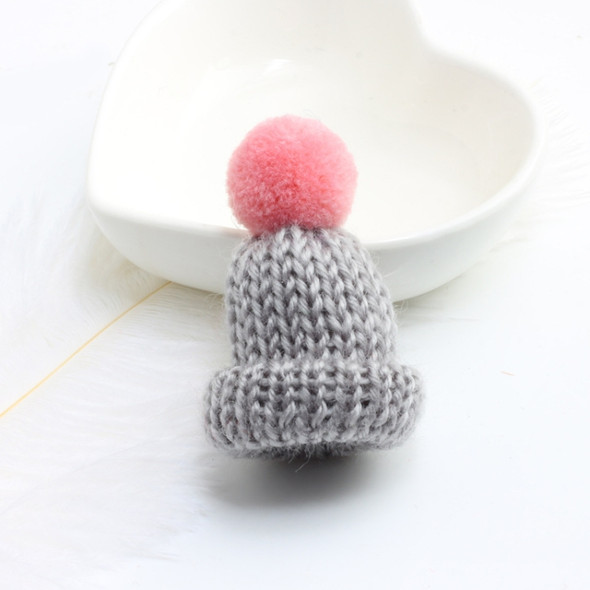 12PCS Cute Mini Knitted Hairball Hat Brooch Sweater Pins Badge(Gray)