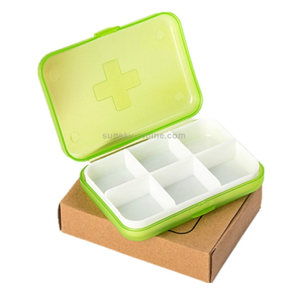 2 PCS Mini 6 Slots Portable Vitamin Medical Organizer Pill Box(Green)