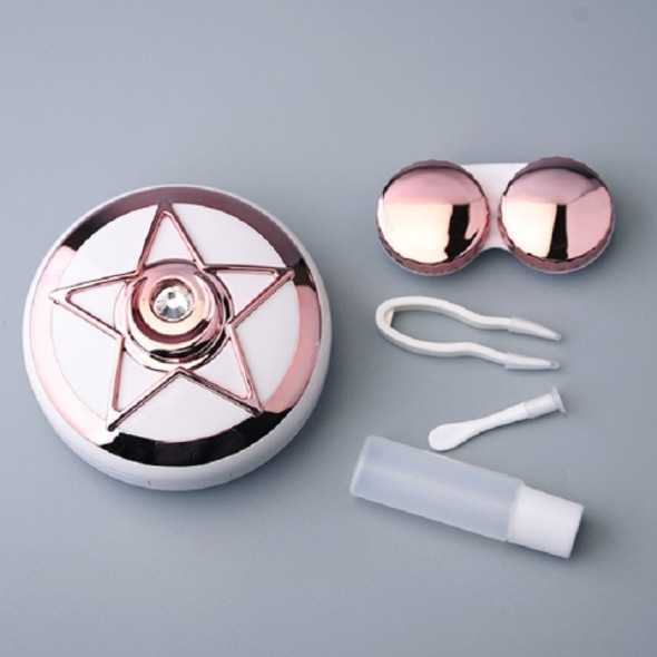 Portable Beauty Lens Care Double Box Contact Lens Case(Rose Gold)