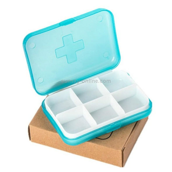 2 PCS Mini 6 Slots Portable Vitamin Medical Organizer Pill Box(Blue)