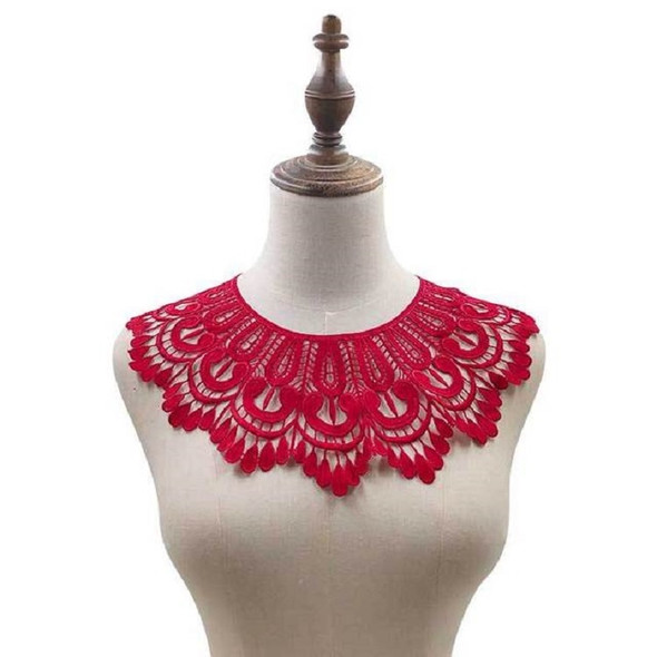 Red Wine Milk Silk Lace Embroidered Collar Three-dimensional Hollow Fake Collar DIY Clothing Accessories, Size: 32 x 32cm