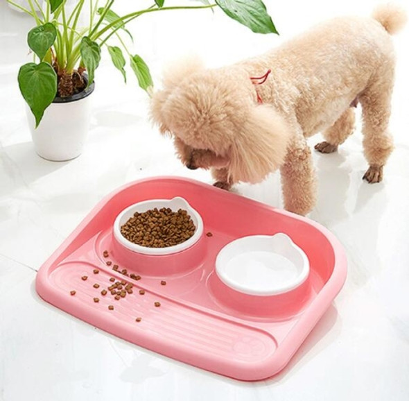 Dog Cats Pet Feeder Drinking Bowls Food Bowl(Pink)
