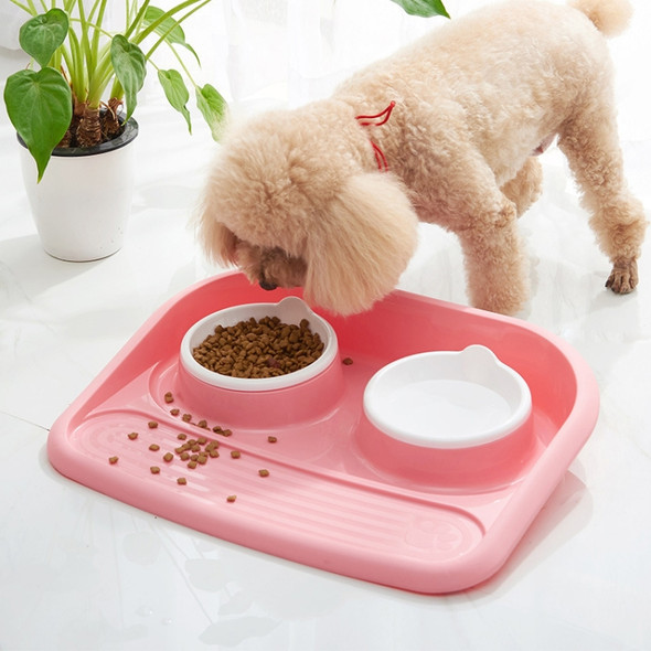 Dog Cats Pet Feeder Drinking Bowls Food Bowl(Pink)