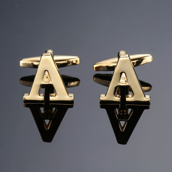 1 pair gold letters A-Z name Cufflinks men French shirt Cufflinks(A)