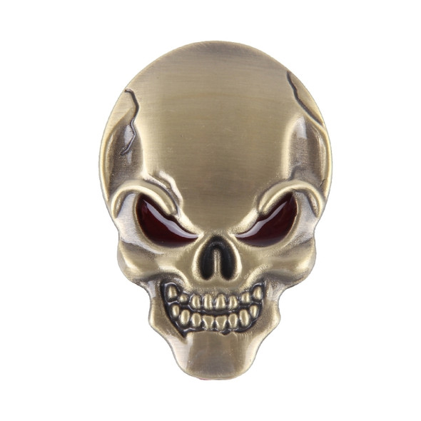 Skull with Blood Red Eyes Shape Shining Metal Car Free Sticker(Yellow)