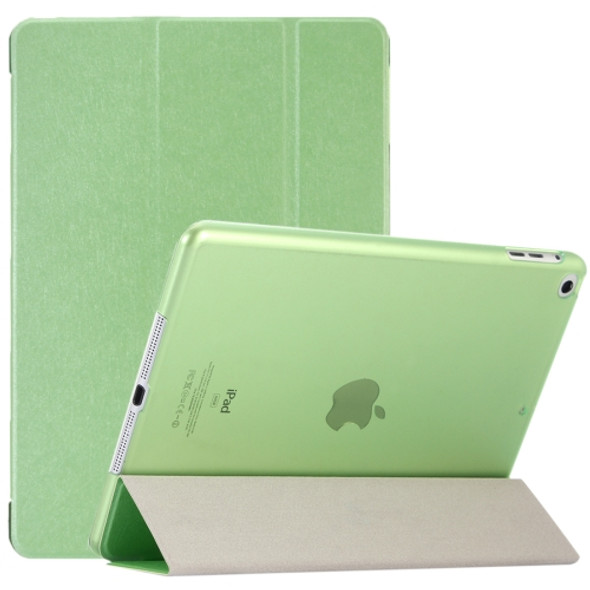 For iPad 9.7 (2018) & iPad 9.7 inch (2017) & iPad Air Silk Texture Horizontal Flip Leather Case with Three-folding Holder(Green)