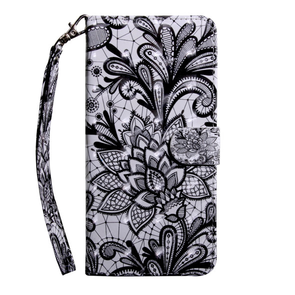 3D Painting Pattern Coloured Drawing Horizontal Flip TPU + PU Leather Case with Holder & Card Slots & Wallet For Huawei Y5 2019(Black Lace)