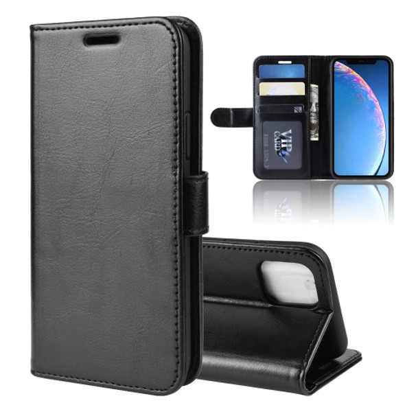 R64 Texture Single Fold Horizontal Flip Leather Case for iPhone 11, with Holder & Card Slots & Wallet(black)