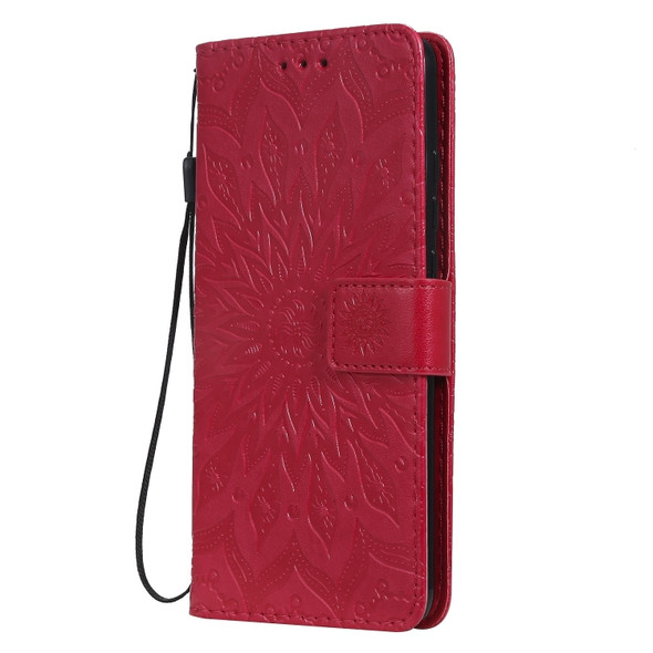 Pressed Printing Sunflower Pattern Horizontal Flip PU Leather Case for Xiaomi Mi 9T & Mi 9T Pro & Redmi K20 & K20 Pro, with Holder & Card Slots & Wallet & Lanyard (Red)