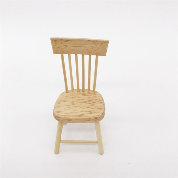 3 PCS Doll House Miniature Dining Room Furniture Wooden Chair Children Educational Toys(Wood Color)