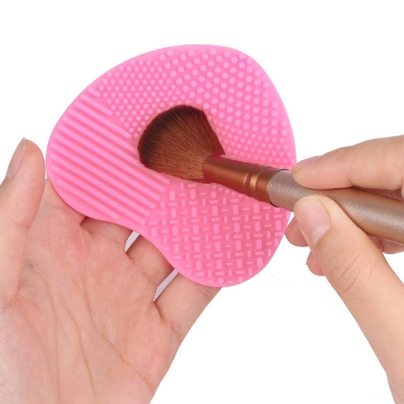 Heart Shape Clean Make Up Wash Brush Silica Glove Scrubber Board Cosmetic Cleaning Tool(Pink)