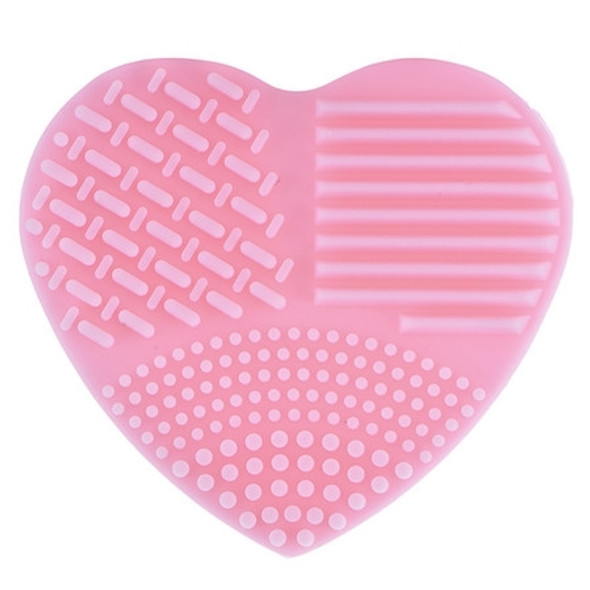 Heart Shape Clean Make Up Wash Brush Silica Glove Scrubber Board Cosmetic Cleaning Tool(Pink)