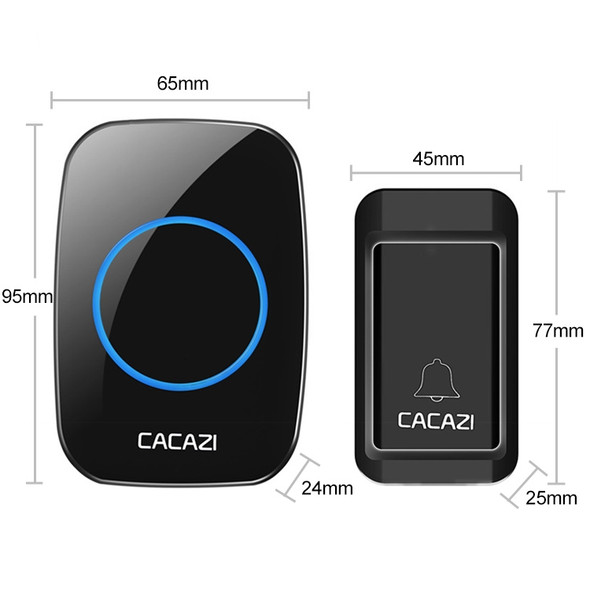 CACAZI A10G One Button One Receivers Self-Powered Wireless Home Cordless Bell, UK Plug(Black)