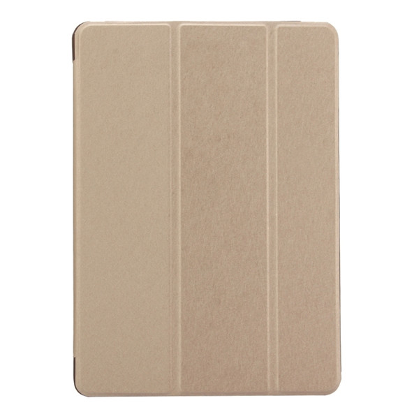 For iPad 9.7 (2018) & iPad 9.7 inch (2017) & iPad Air Silk Texture Horizontal Flip Leather Case with Three-folding Holder(Gold)