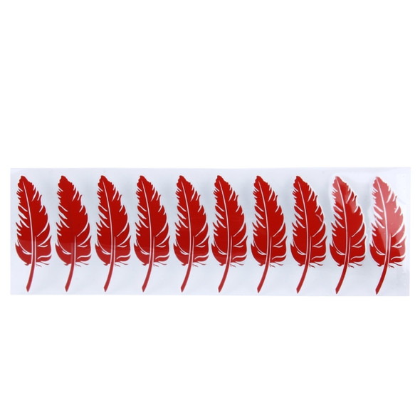 10 PCS Emblem Feather Car Stickers Waterproof Plastic Decal Sticker(Red)