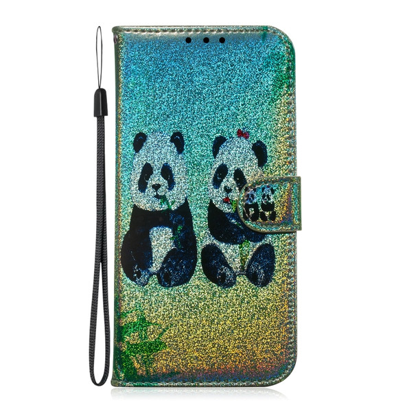 Colored Drawing Pattern Colorful Magnetic Buckle Horizontal Flip PU Leather Case with Holder & Card Slots & Wallet & Lanyard For Galaxy Note 9(Two Pandas)