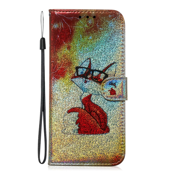 Colored Drawing Pattern Colorful Magnetic Buckle Horizontal Flip PU Leather Case with Holder & Card Slots & Wallet & Lanyard For Galaxy Note 10 / 10 5G(Glasses Fox)