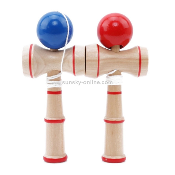 Classic Wooden Skill Toy Kendama with Extra String, Size: 13.5 x 5.5cm (Blue)