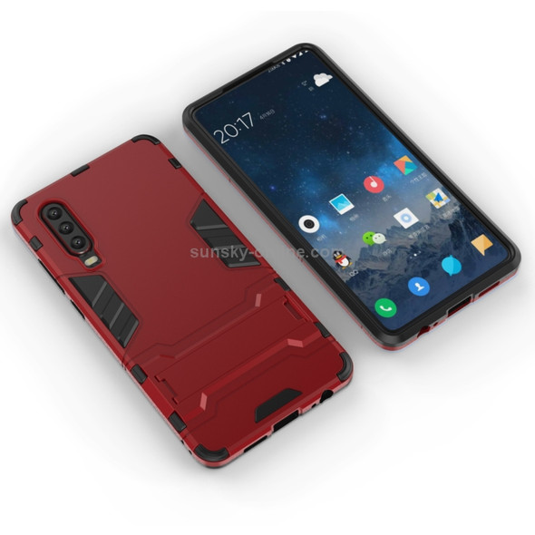 Shockproof PC + TPU Case for Huawei P30, with Holder(Red)