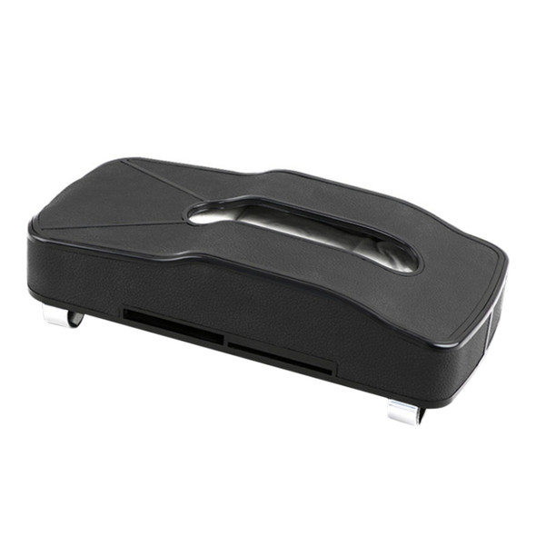 DERANFU Multi-function Car Hang Type PU Leather Towel Box with Card Slot(Black)