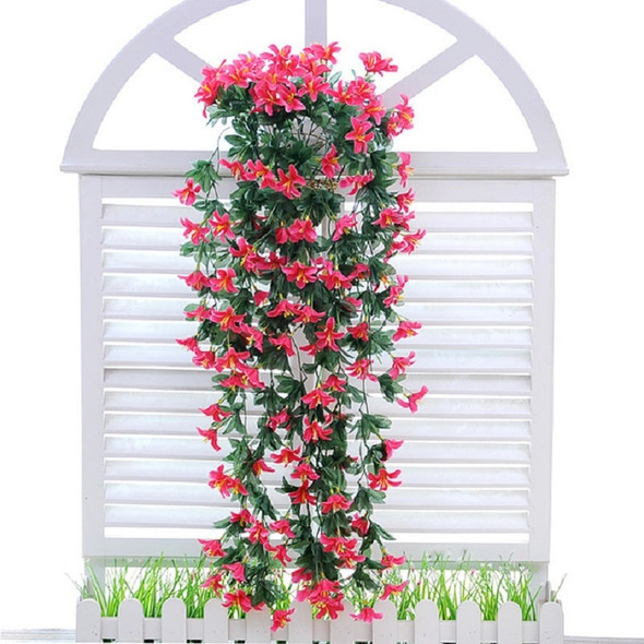 Artificial Flower Wall Hanging Lily Flower Vine Basket Flower Party Decorations(Rose Red)